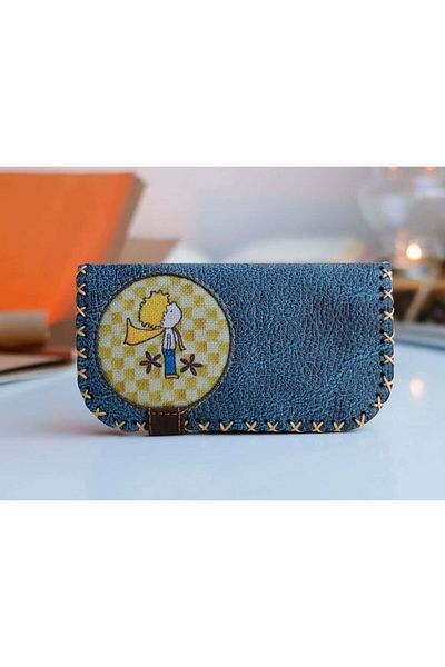HOODİEMOUSE Big Wallet with Little Prince Figure Ethnic Bohemian Retro Vintage Style - Petrol