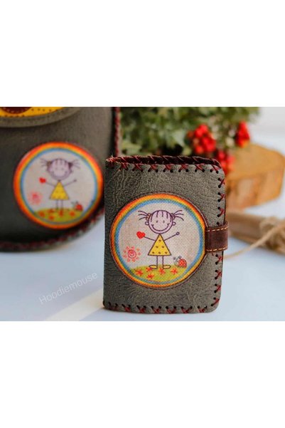 HOODİEMOUSE Cin Ayse Figürlü Etnik Bohem Retro Stil Cüzdan – Yesil