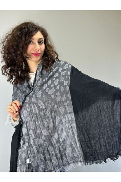 Gönülden Tasarım 180X65 см Сірий чорний візерунок Унісекс шарф-хустка