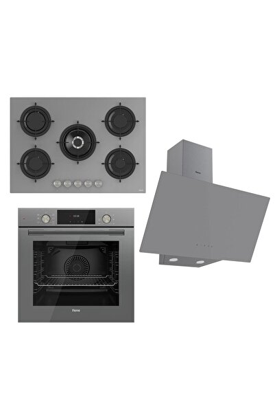 Ferre Flowart Serisi Gri Mega Ankastre Set (rs038+ Qms63cpr +d079 )