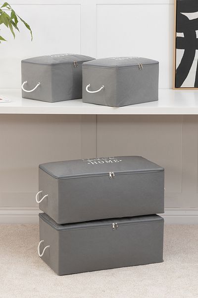 REKHOME 4-Piece Gray under Base Sweater Pique Blanket Clothes Outfit Storage