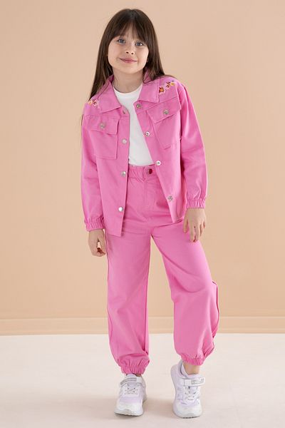 Cansın Mini Pink Embroidered Shirt and Pants Set for Girl - Set of 3 20157
