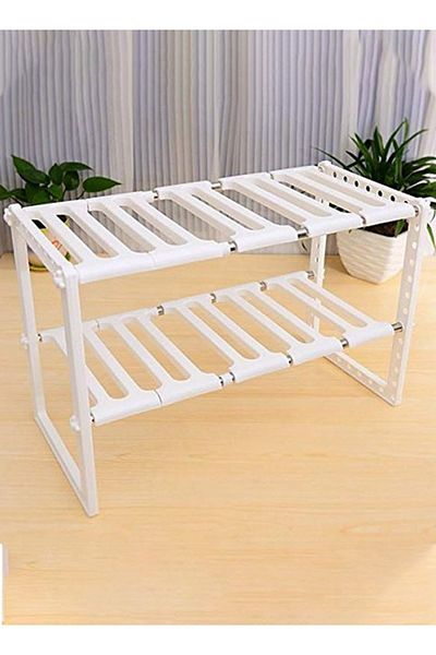 Taimi Adjustable Double Layer White Kitchen Cabinet