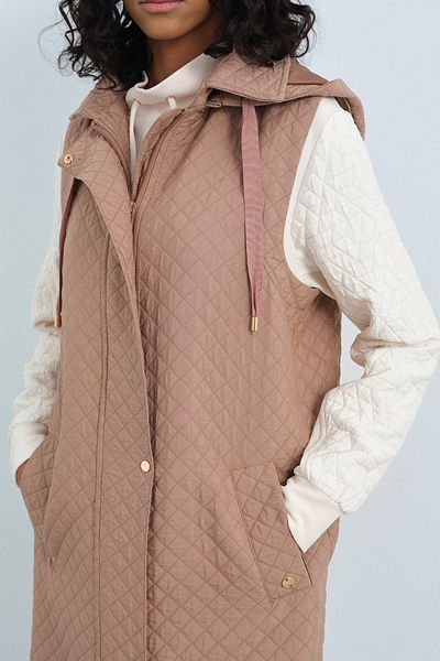 Nihan Thin Quilted Vest - Backed Design with Mink