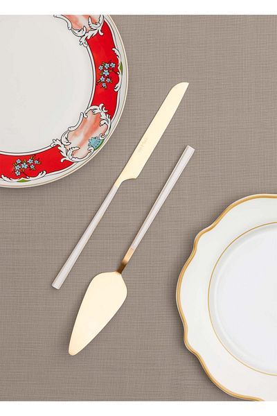 The Mia Gold Bianco Cake Serving Set - 2 Pieces Ckb0250