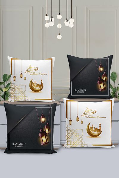 Filamente Set de huse de pernă cu model special Ramadan din 4 piese - imprimate digital pe două fețe