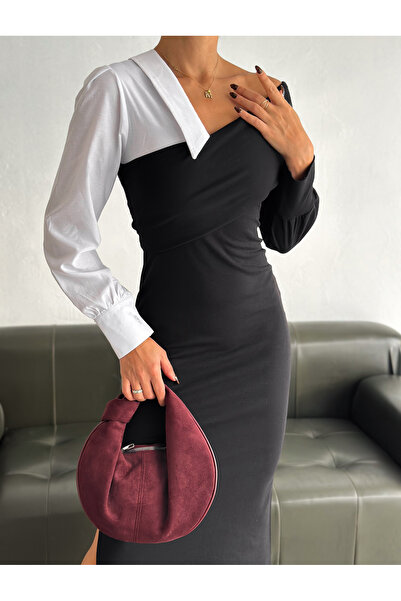 badibadii Tek Omuz Buzzy Kumaş Midi Elbise