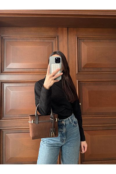 NOTHING Women's Mini Lock and Belt Detailed 2-Compartment Hand and Shoulder Bag