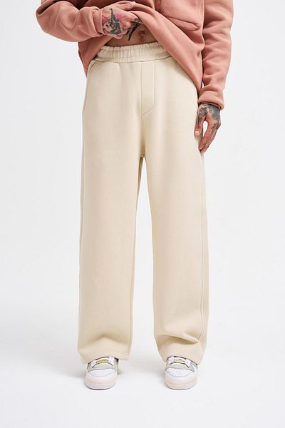 Machinist Ανδρικό φαρδύ oversize ανοιχτό μπεζ παντελόνι