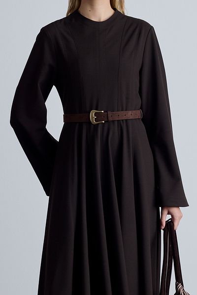 Manuka Brown Suede Leather Buckle Belt