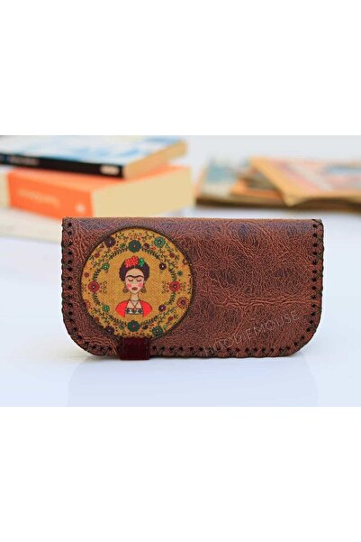 HOODİEMOUSE Frida Figürlü Büyük Cüzdan Etnik Bohem Retro Vintage Style - KAHV...
