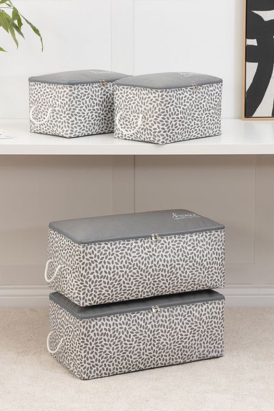 REKHOME Gray Home Sweet Home Printed 4-Piece Sweater Pique Blanket Set