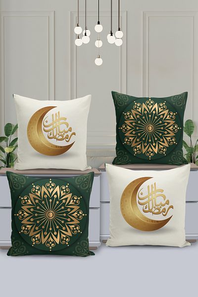 Filamente Set de huse de pernă cu model special Ramadan din 4 piese - imprimate digital pe două fețe