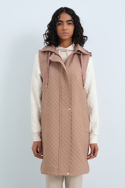 Nihan Thin Quilted Vest - Backed Design with Mink