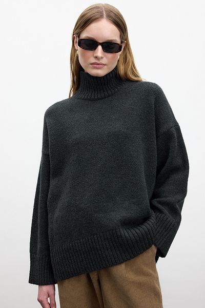 Manuka Weicher Pullover - Übergröße Anthrazit Modell