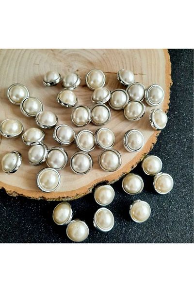canan dizayn 21 mm 34 Size Pearl Metallized Button (10 Pieces)