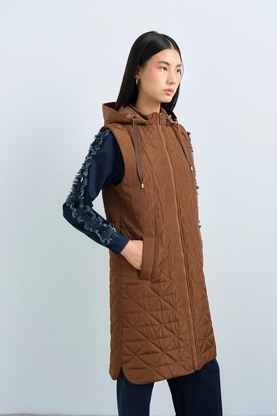 Nihan Adjustable Back Quilted Vest Camel