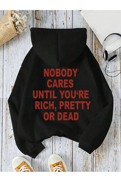 LAND MODA Unisex Μαύρο φούτερ με κουκούλα