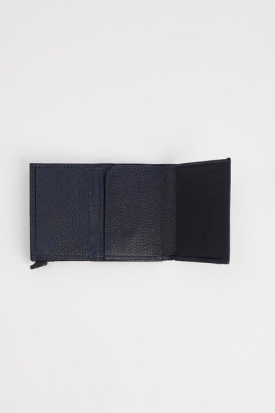 Tudors Genuine Leather Men's Navy Blue Wallet