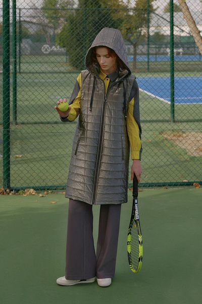 Nihan Shiny Quilted Vest - Gray