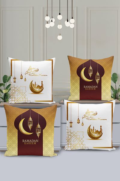 Filamente Set de huse de pernă cu model special Ramadan din 4 piese - imprimate digital pe două fețe