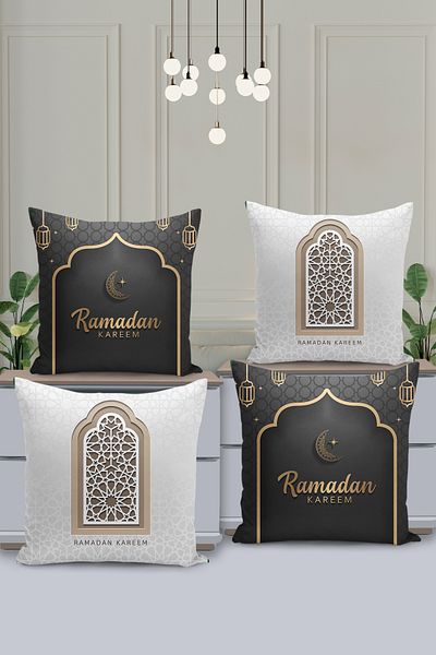 Filamente Set de huse de pernă cu model special Ramadan din 4 piese - imprimate digital pe două fețe