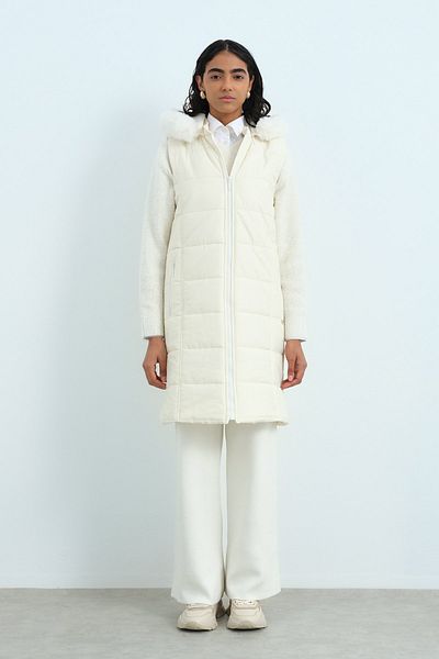 Nihan Quilted Vest - Ecru Color