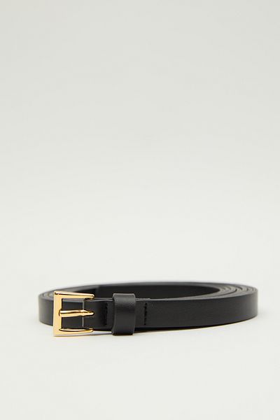 Manuka Black Wrapped Square Buckle Belt
