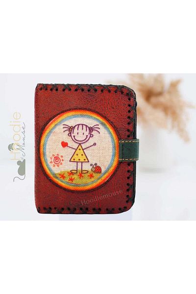 HOODİEMOUSE Cın Ayse Figured Small Wallet Ethnic Bohemian Retro Style - Burgundy