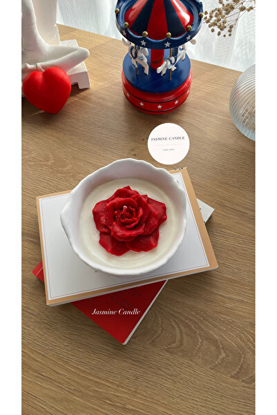 Jasmine Candle El Yapımı Sevgililer Günü Gül Temalı %100 Doğal Soya Wax Mum K...