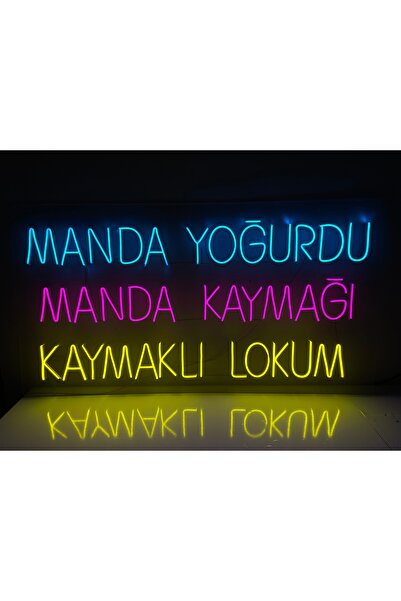 Disa Neon LED Dekoratif Aydınlatma -Manda Yoğurdu,Manda Kaymağı,Kaymaklı Lokum, 130x70cm-
