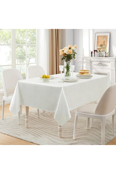 EVYA Față de masă 100% satin 160x200 cm Design strălucitor Prezentare pentru ocazii speciale Față de masă rezistentă la pete