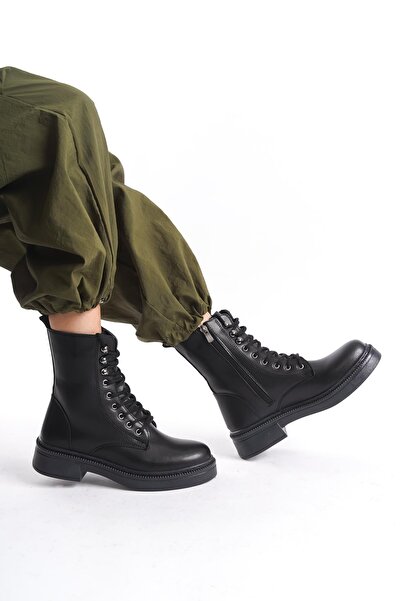 CZ London Kadın Günlük Düz Postal Bot Bağcıklı Tam Kalıp Fermuarlı Bot