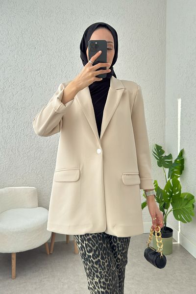 Salih Çelebi Jachetă Blazer cu un singur buton 2210 - STONE COLOR