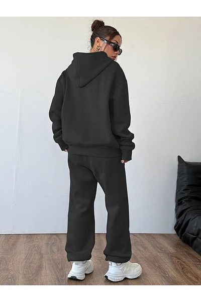 LAND MODA Дамски спортен костюм с качулка и принт