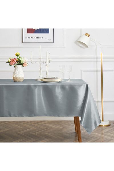 EVYA Față de masă 100% satin 160x200 cm Design strălucitor Prezentare pentru ocazii speciale Față de masă rezistentă la pete