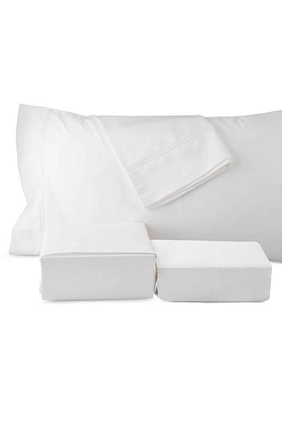Orange Bed & Bath Elegance | Double cotton sheet set 4 pieces 800 stitches - White