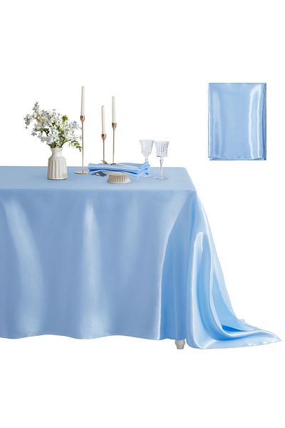 EVYA Față de masă 100% satin 160x200 cm Design strălucitor Prezentare pentru ocazii speciale Față de masă rezistentă la pete