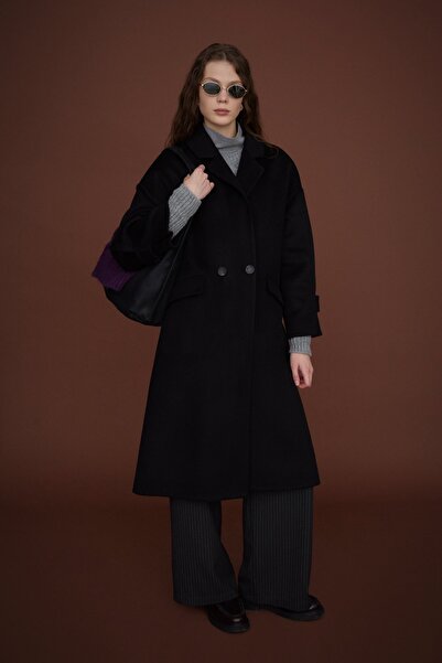 Nihan Oversize %100 Yün Kaban Siyah