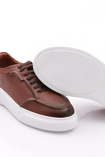 DGN Erkek Sneakers Ayakkabı Taba Antik Beyaz Hakiki Deri 312812112425