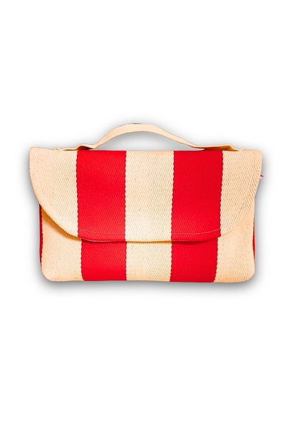 Droof Red Striped Canvas Handbag