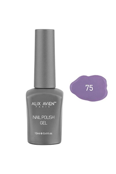 Alix Avien Lila Kalıcı Oje 75-Yoğun Renk Veren Jel Oje 12 ml-Nail UV Gel Poli...