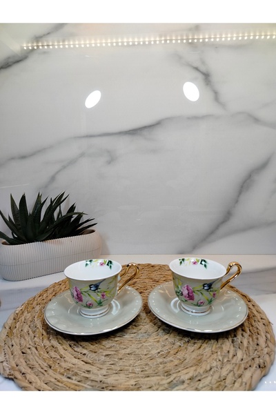 MDKLİFE Vanilla New Bone China Kahve Fincanı 2 Kişilik Ekru