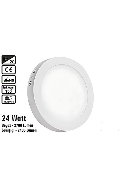 Yes Lighting İnoled Yuvarlak Beyaz Kasa Sıva Üstü Led Panel 24watt - Volga 2752-02 Gün Işığı
