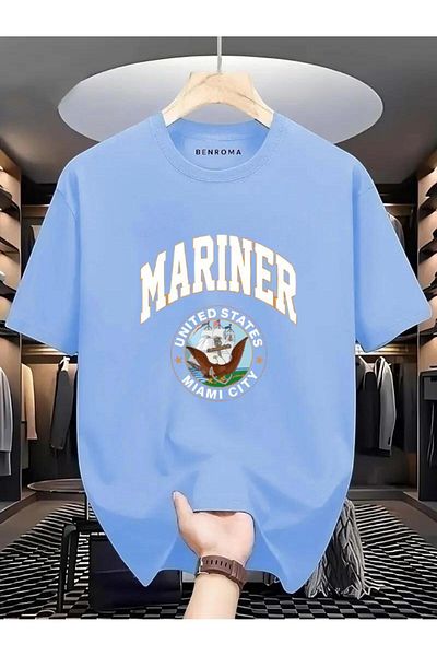 BENROMA 1 προϊόν για αγορές 6 και άνω Δώρο Mariner United States Miami City Printed Oversize T-shirt