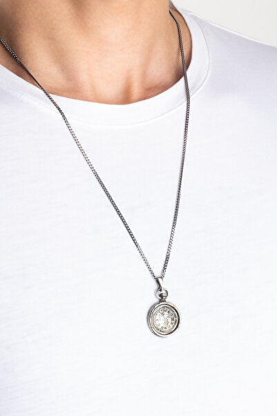 So CHIC... Oksitli Saat 65 Cm Gümüş Erkek Kolye