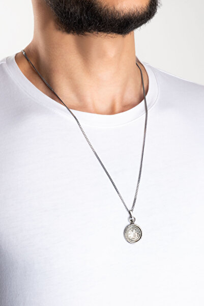 So CHIC... Oksitli Saat 65 Cm Gümüş Erkek Kolye