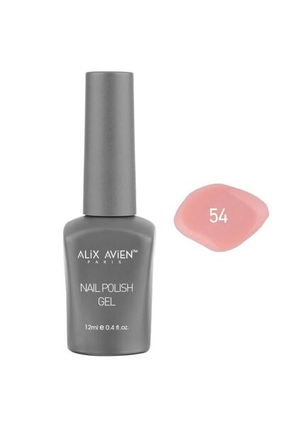 Alix Avien Pembe Somon Kalıcı Oje 54-Yoğun Renk Veren Jel Oje 12 ml-Nail UV G...
