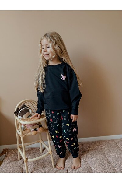 YİGİT BUTİK Σετ κοριτσίστικο κάτω μπλουζάκι με στάμπα Yigit Boutique Heart
