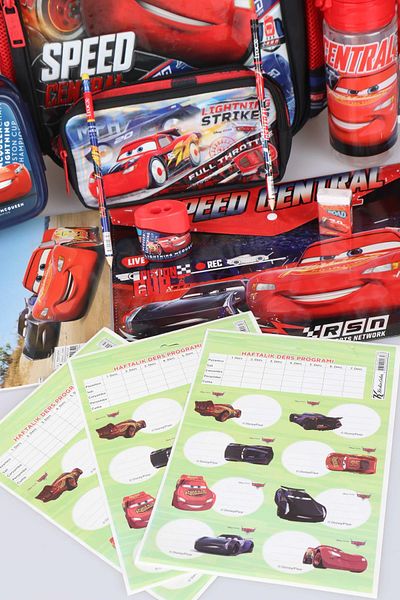 CARS Licenssed Cars School and Water Bottle with Pen Bag, Lunch Box Full Stationery School Set